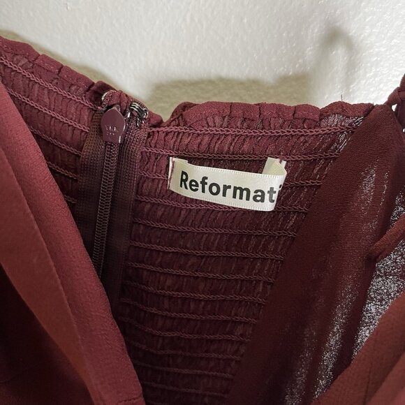 Reformation Juliette Tie Shoulder Midi Dress in Plum Red Purple NWT Size 8 - Picture 5 of 7